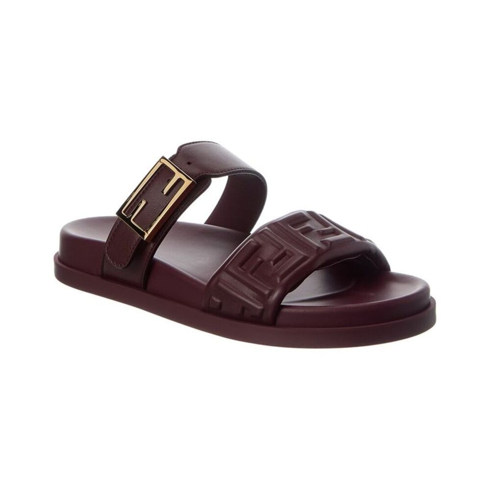 Fendi Feel Ff Leather Sandal, Red